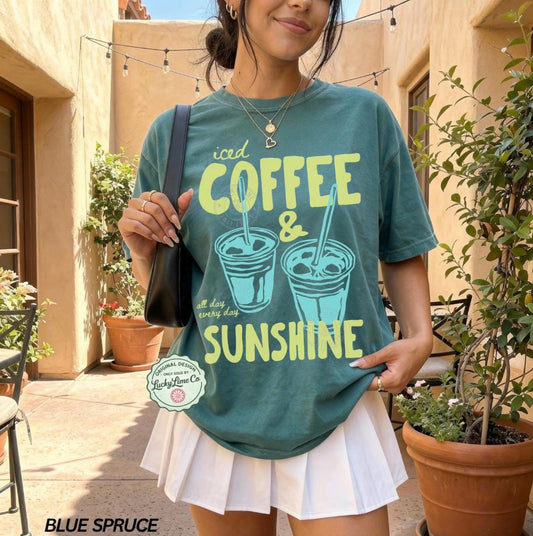 Iced Coffee & Sunshine Shirt – Retro Summer Coffee Graphic Tee